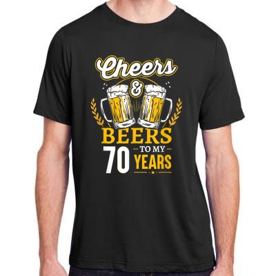 Cheers And Beers To My 70 Years 70th Birthday Adult ChromaSoft Performance T-Shirt