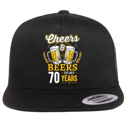 Cheers And Beers To My 70 Years 70th Birthday Flatbill Hat