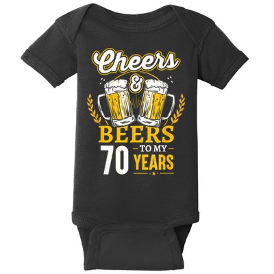 Cheers And Beers To My 70 Years 70th Birthday Baby Bodysuit
