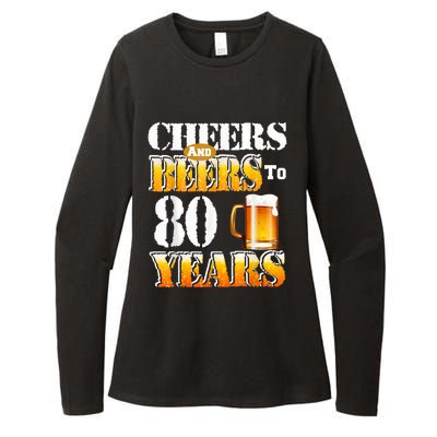 Cheers And Beers To 80 Years Funny 80th Birthday Beer Lover Womens CVC Long Sleeve Shirt