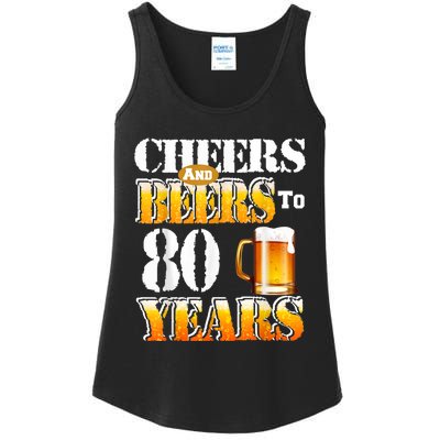 Cheers And Beers To 80 Years Funny 80th Birthday Beer Lover Ladies Essential Tank