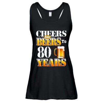 Cheers And Beers To 80 Years Funny 80th Birthday Beer Lover Ladies Essential Flowy Tank