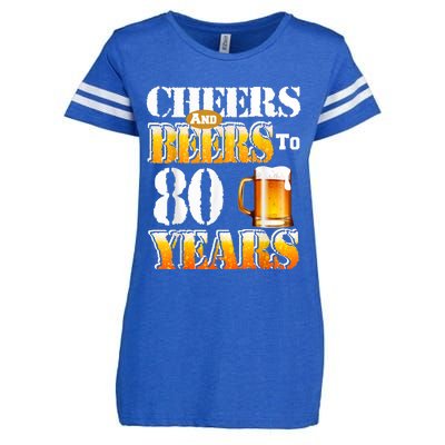 Cheers And Beers To 80 Years Funny 80th Birthday Beer Lover Enza Ladies Jersey Football T-Shirt