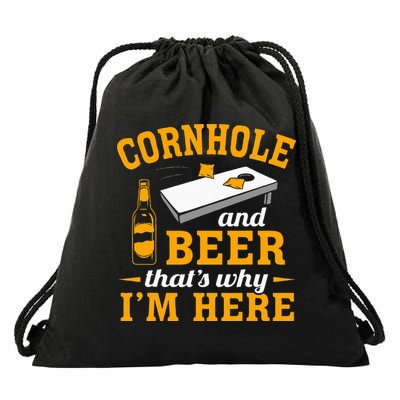 Cornhole And Beer Cornhole Player Funny Cornhole Team Drawstring Bag