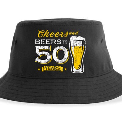 Cheers And Beers To 50 Years 50th Funny Birthday Party Gifts Sustainable Bucket Hat