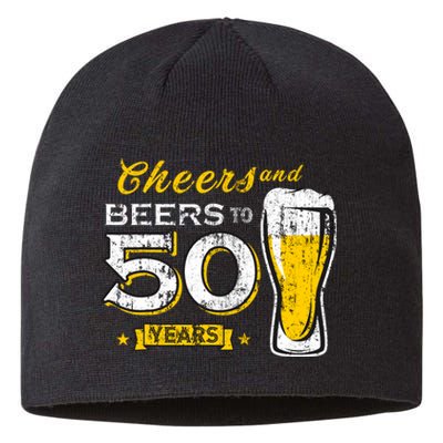 Cheers And Beers To 50 Years 50th Funny Birthday Party Gifts Sustainable Beanie