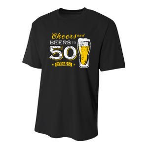 Cheers And Beers To 50 Years 50th Funny Birthday Party Gifts Youth Performance Sprint T-Shirt