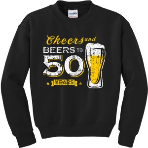 Cheers And Beers To 50 Years 50th Funny Birthday Party Gifts Kids Sweatshirt