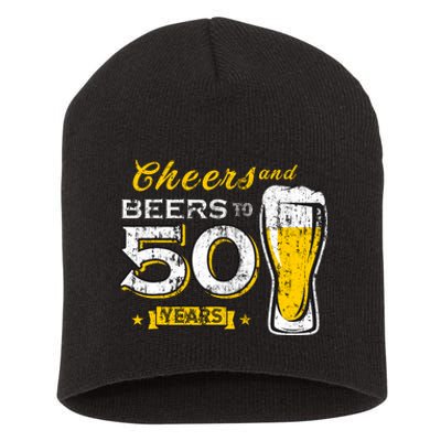 Cheers And Beers To 50 Years 50th Funny Birthday Party Gifts Short Acrylic Beanie