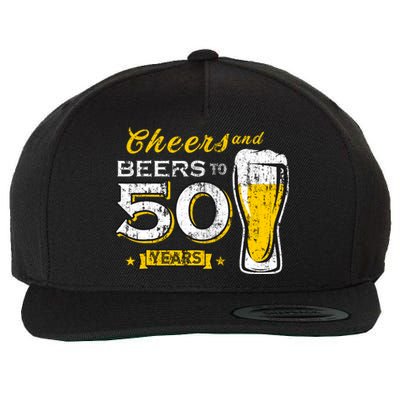 Cheers And Beers To 50 Years 50th Funny Birthday Party Gifts Wool Snapback Cap