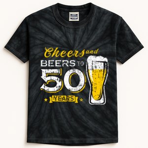 Cheers And Beers To 50 Years 50th Funny Birthday Party Gifts Kids Tie-Dye T-Shirt