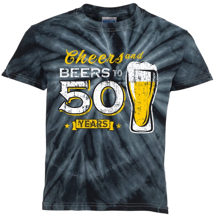 Cheers And Beers To 50 Years 50th Funny Birthday Party Gifts Kids Tie-Dye T-Shirt