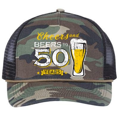 Cheers And Beers To 50 Years 50th Funny Birthday Party Gifts Retro Rope Trucker Hat Cap