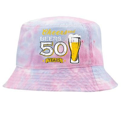 Cheers And Beers To 50 Years 50th Funny Birthday Party Gifts Tie-Dyed Bucket Hat