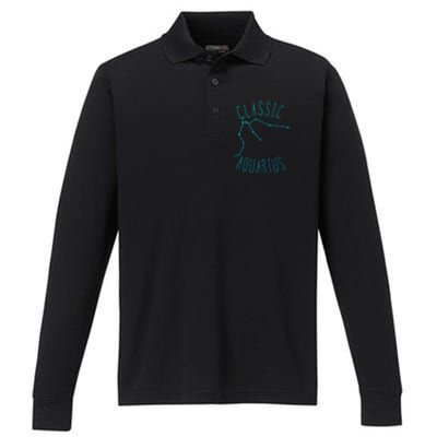 Classic Aquarius Constellation / Aquarius Astrology Quote Gift Performance Long Sleeve Polo