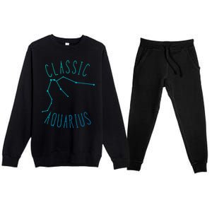 Classic Aquarius Constellation / Aquarius Astrology Quote Gift Premium Crewneck Sweatsuit Set