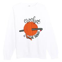 Crochet And Crimes Shows Funny True Crime Crocheting Lover Premium Crewneck Sweatshirt