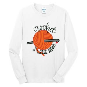 Crochet And Crimes Shows Funny True Crime Crocheting Lover Tall Long Sleeve T-Shirt