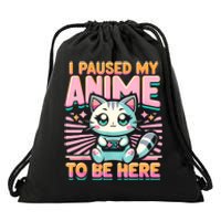 Cute Anime Cat I Paused My Anime Japanese Kawaii Neko Drawstring Bag