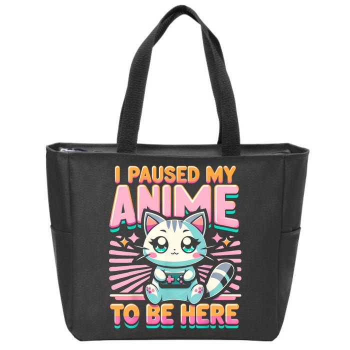 Cute Anime Cat I Paused My Anime Japanese Kawaii Neko Zip Tote Bag