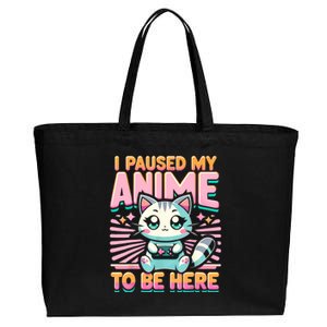 Cute Anime Cat I Paused My Anime Japanese Kawaii Neko Cotton Canvas Jumbo Tote