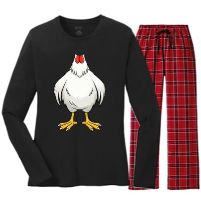 Chicken Adult Chicken Hen Body Costume Women's Long Sleeve Flannel Pajama Set 