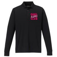 Cool Aunt Club Funny Aunt Apparel Cute Aunt Groovy Women Performance Long Sleeve Polo