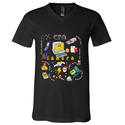 Christmas Accountant Calculator Finance Spreadsheet Cpa Xmas V-Neck T-Shirt