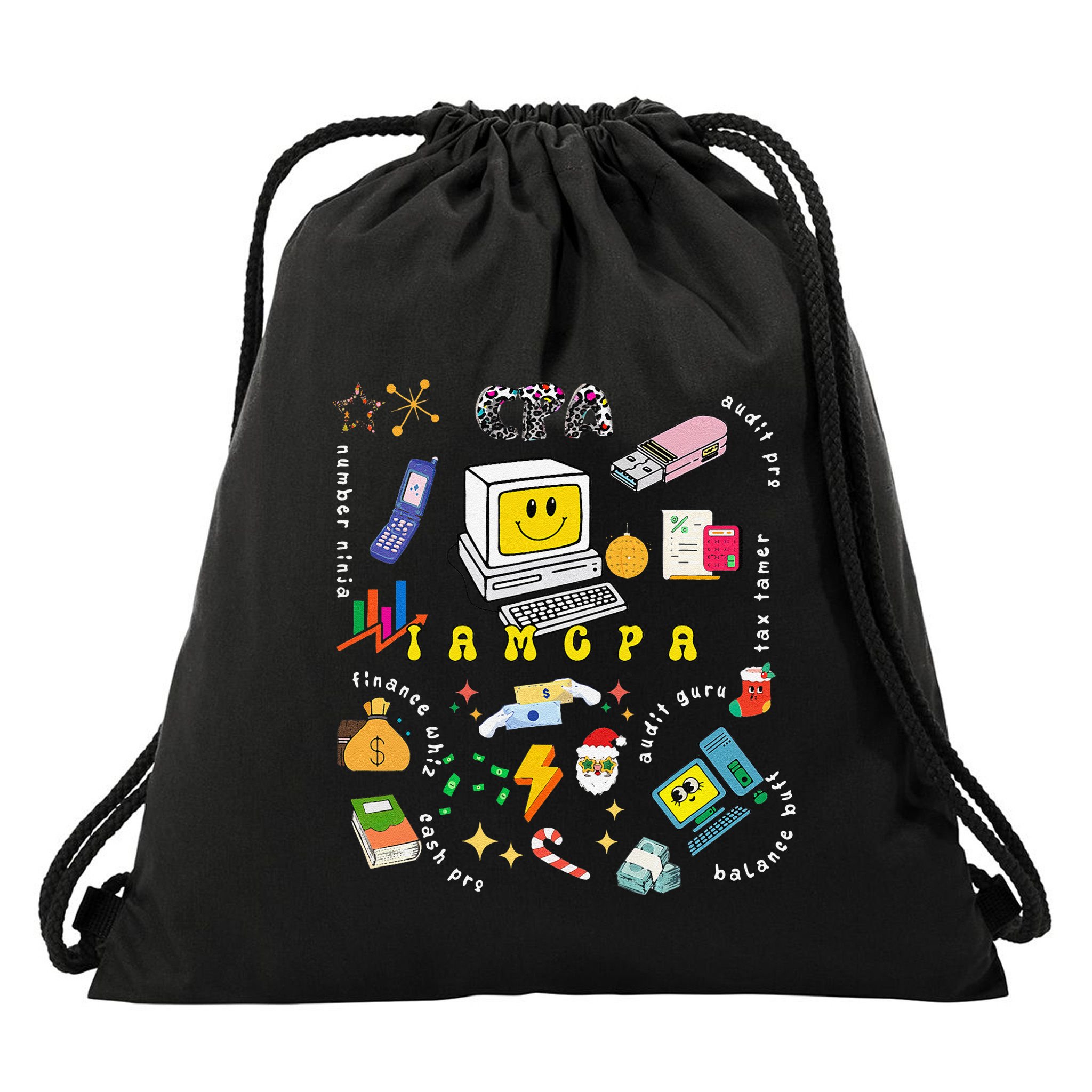 Christmas Accountant Calculator Finance Spreadsheet Cpa Xmas Drawstring Bag