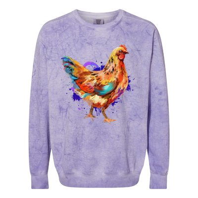 Chicken Art Colorful Funny Fowl Lovers Colorblast Crewneck Sweatshirt