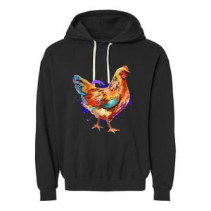 Chicken Art Colorful Funny Fowl Lovers Garment-Dyed Fleece Hoodie