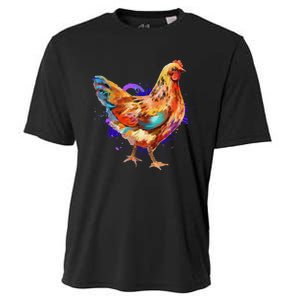 Chicken Art Colorful Funny Fowl Lovers Cooling Performance Crew T-Shirt