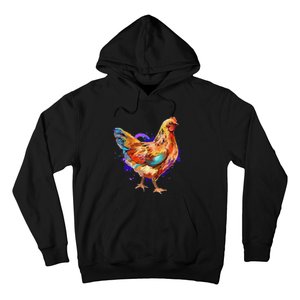 Chicken Art Colorful Funny Fowl Lovers Hoodie