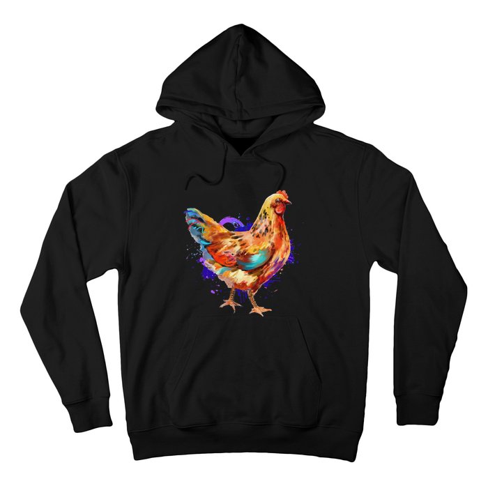 Chicken Art Colorful Funny Fowl Lovers Hoodie