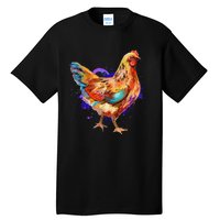 Chicken Art Colorful Funny Fowl Lovers Tall T-Shirt