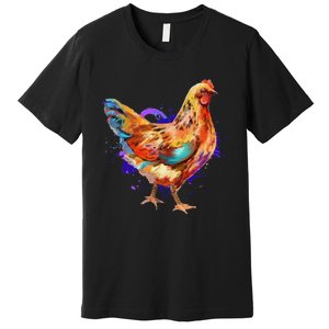 Chicken Art Colorful Funny Fowl Lovers Premium T-Shirt