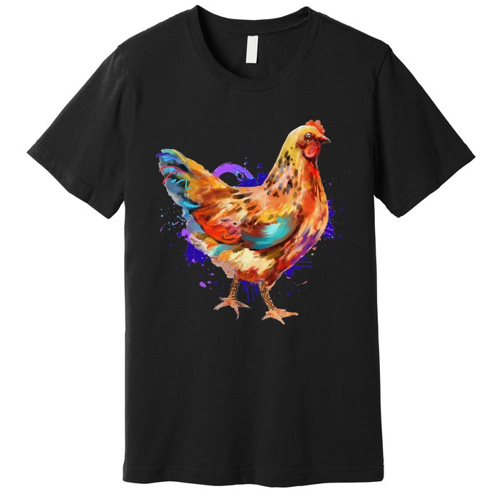 Chicken Art Colorful Funny Fowl Lovers Premium T-Shirt