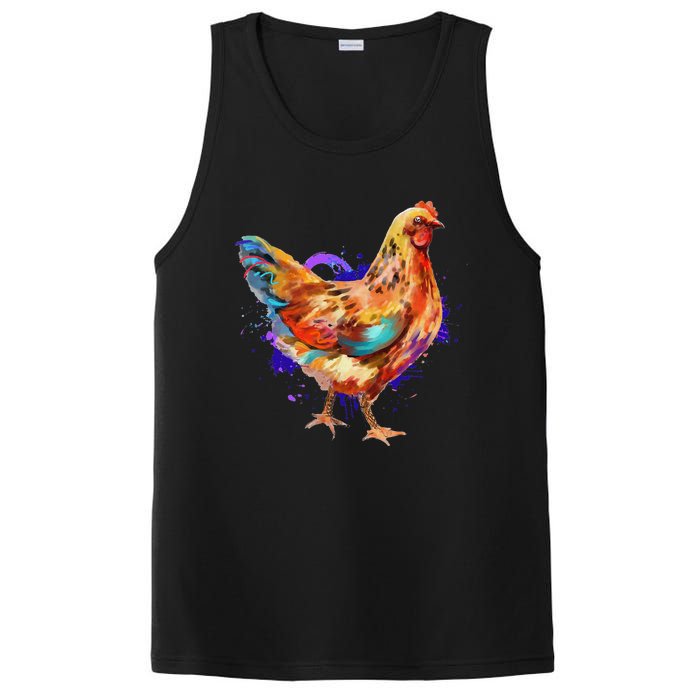 Chicken Art Colorful Funny Fowl Lovers PosiCharge Competitor Tank