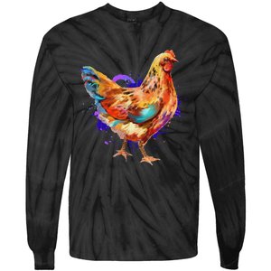 Chicken Art Colorful Funny Fowl Lovers Tie-Dye Long Sleeve Shirt