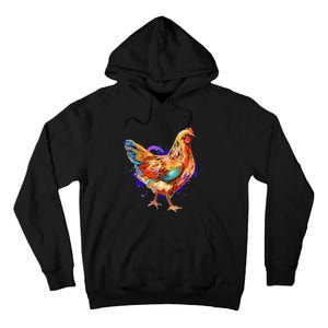 Chicken Art Colorful Funny Fowl Lovers Tall Hoodie