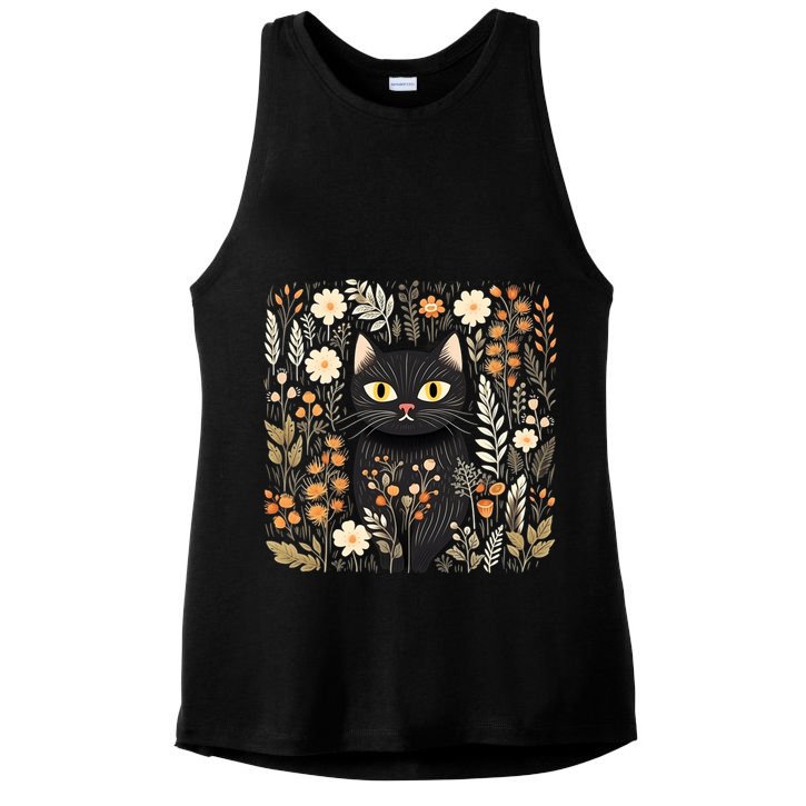 Cottagecore Aesthetic Cat Gift Ladies PosiCharge Tri-Blend Wicking Tank