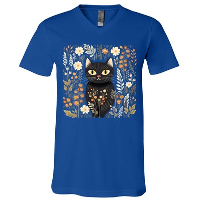Cottagecore Aesthetic Cat Gift V-Neck T-Shirt
