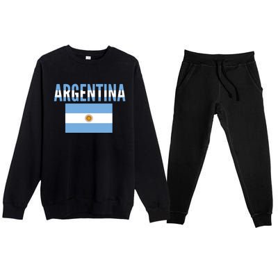 Cool Argentina Country Flag Soccer Premium Crewneck Sweatsuit Set