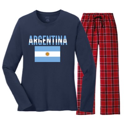 Cool Argentina Country Flag Soccer Women's Long Sleeve Flannel Pajama Set 