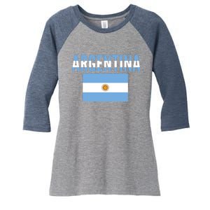 Cool Argentina Country Flag Soccer Women's Tri-Blend 3/4-Sleeve Raglan Shirt