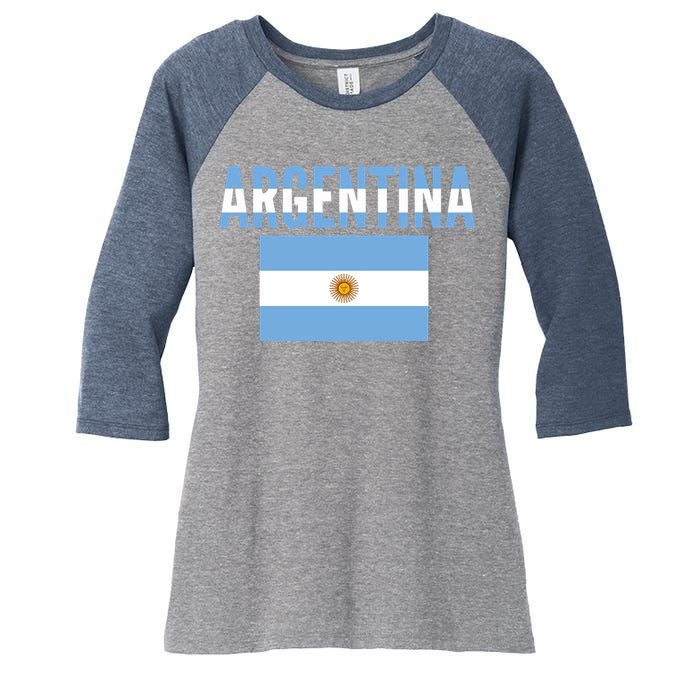 Cool Argentina Country Flag Soccer Women's Tri-Blend 3/4-Sleeve Raglan Shirt