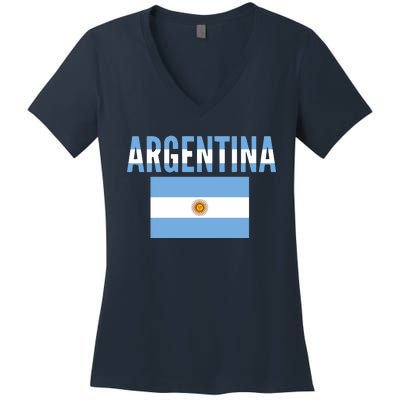 Cool Argentina Country Flag Soccer Women's V-Neck T-Shirt