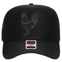 Chicken Art Colorful Rooster Funny Fowl Lovers Outfit High Crown Mesh Back Trucker Hat