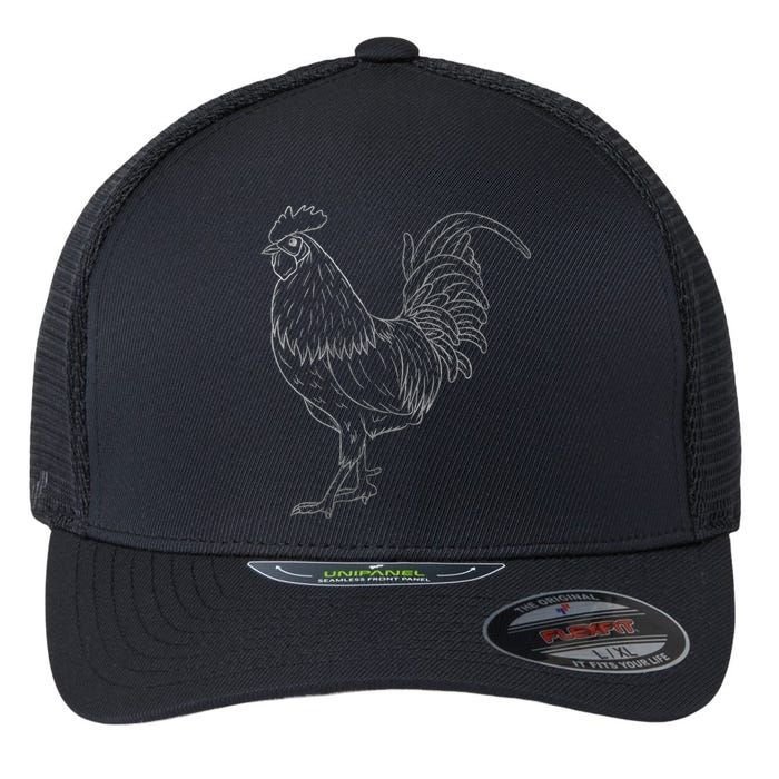 Chicken Art Colorful Rooster Funny Fowl Lovers Outfit Flexfit Unipanel Trucker Cap