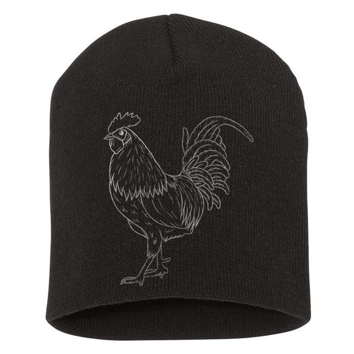 Chicken Art Colorful Rooster Funny Fowl Lovers Outfit Short Acrylic Beanie